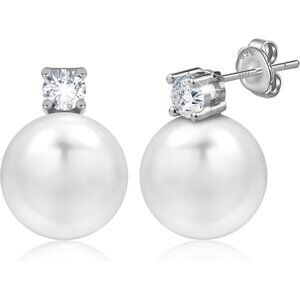 Women's Pearl White Knot Stud Earrings Lightweight ＆ Dainty Jewelry Gifts